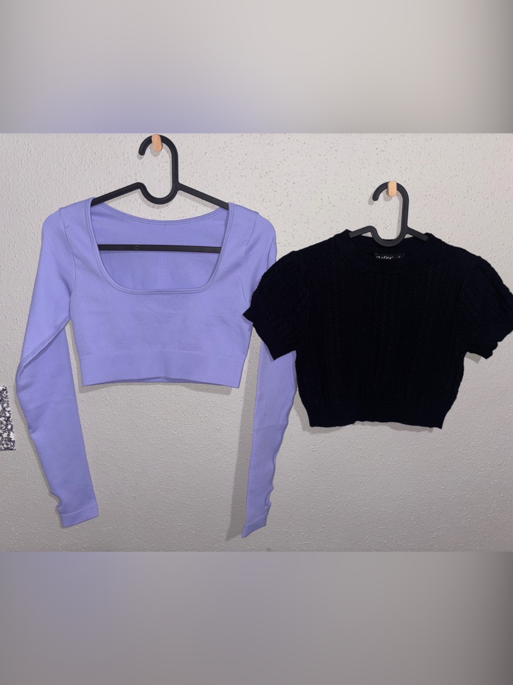 Women’s Aster black crop cable-knit sweater & OQQ ribbed l/s crop top bundle